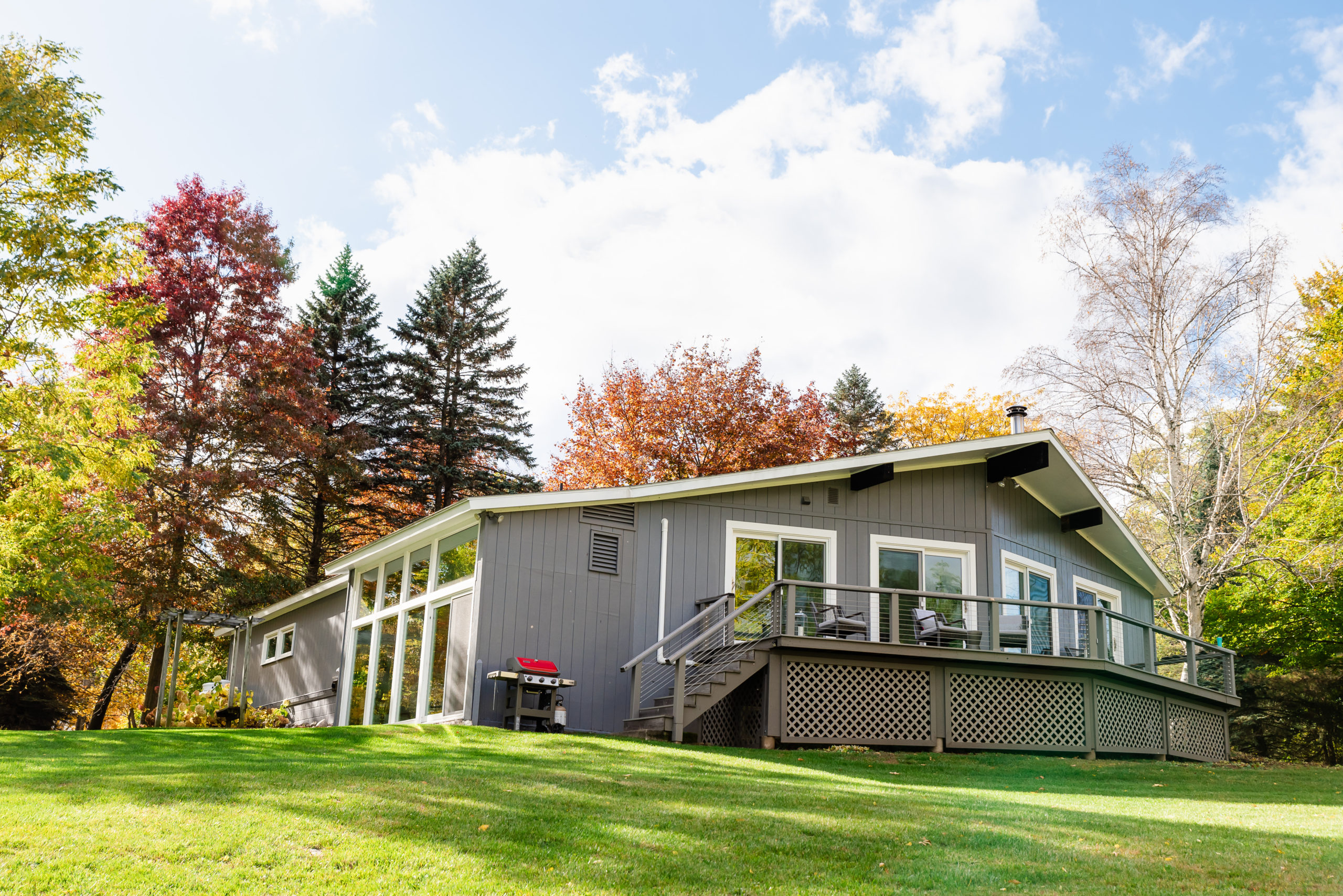 A propane grill allows for easy outdoor dining.